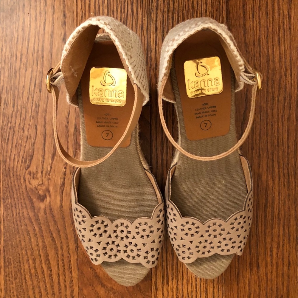 Tan Wedge sandals. Size 7. EUC